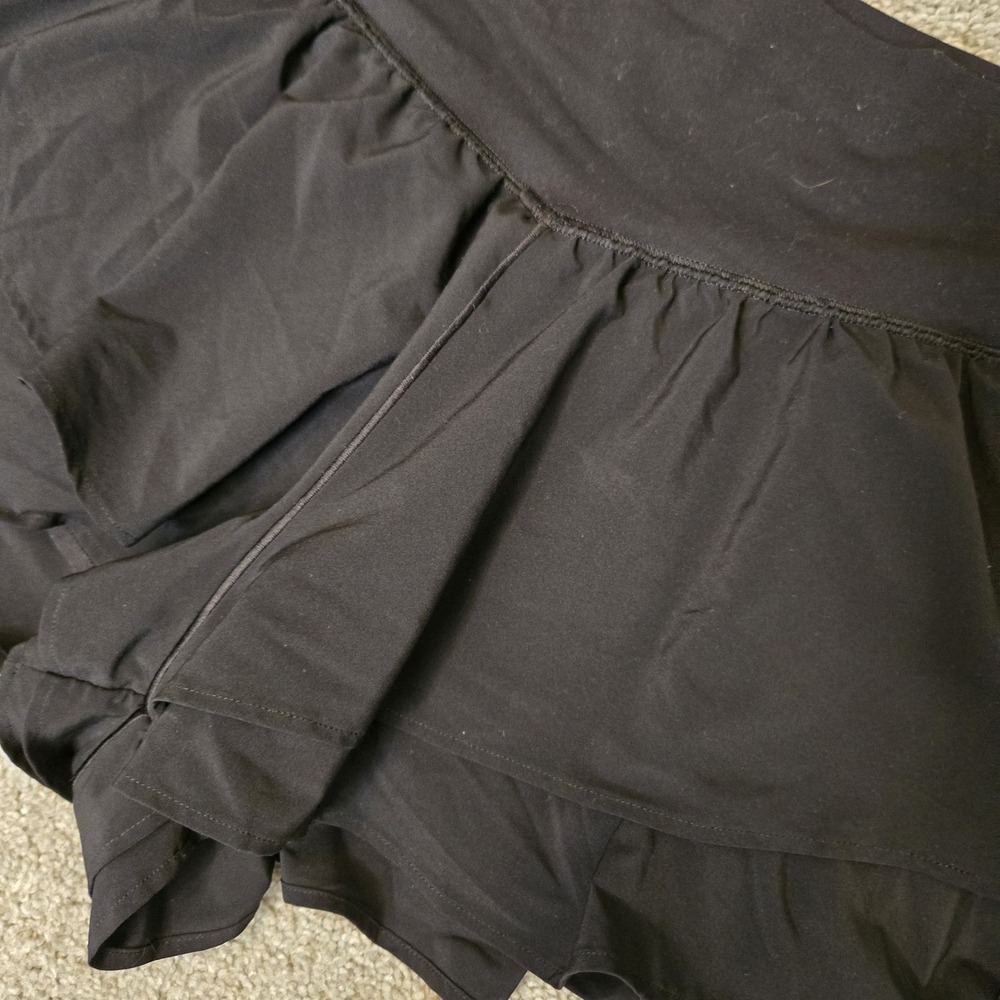 Aerie Culotte Black Flirty Shorts Skirt Flowy V Front Sz M Medium Offline - Picture 3 of 9